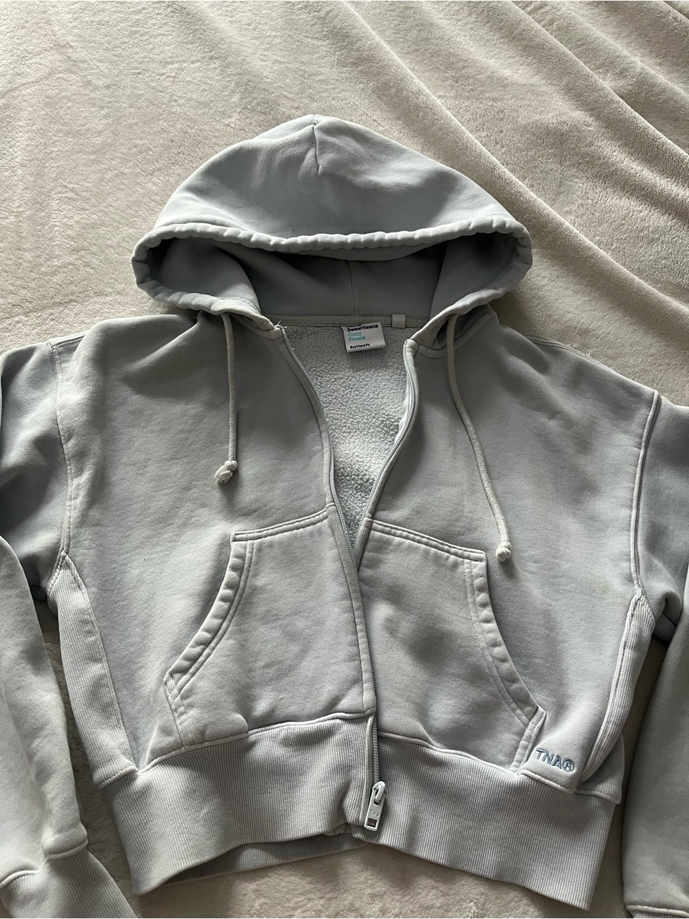 Cozy Light blue Hooded Zip Jacket